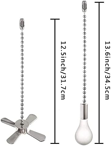 Ceiling Fan Pull Chain Ornaments Extension Chains with Decorative Light Bulb and Cord 13.6 Inches Fan Pull Chain Set For Ceiling Light Lamp Chain (Nickel)