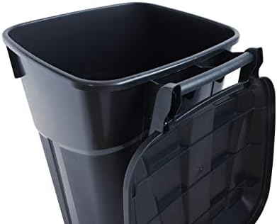 United Solutions 32 Gallon Wheeled Outdoor Garbage Can with Attached Snap Lock Lid and Heavy-Duty Handles, Black, Heavy-Duty Construction, Perfect Backyard, Deck, or Garage Trash Can, 2 Pack