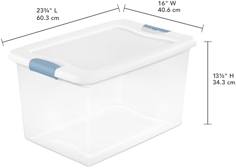 Sterilite Latching Box with Lids for Home and Office, 64 Quart, 4-Pack