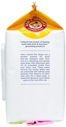 Arm & Hammer Odor Control Dog Wipes, Kiwi Blossom, 100 Count