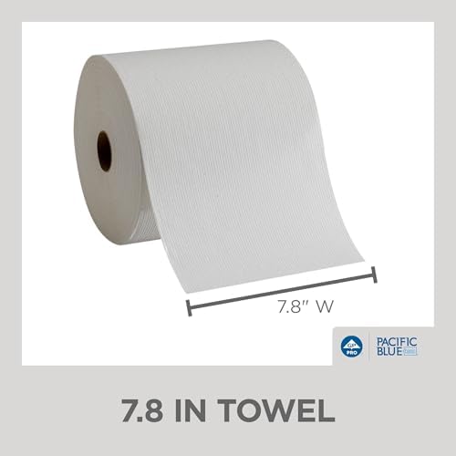 Pacific Blue Basic Recycled Paper Towel Rolls by GP PRO (Georgia-Pacific), White, 26601, 800 Feet Per Roll, 6 Rolls Per Case