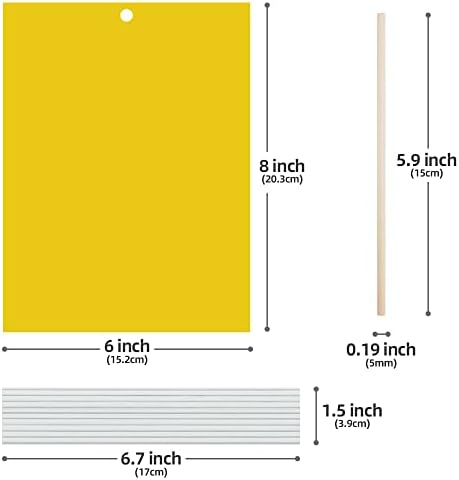 Kensizer 20-Pack Fruit Fly Trap, Yellow Sticky Gnat Traps, 6x8 in