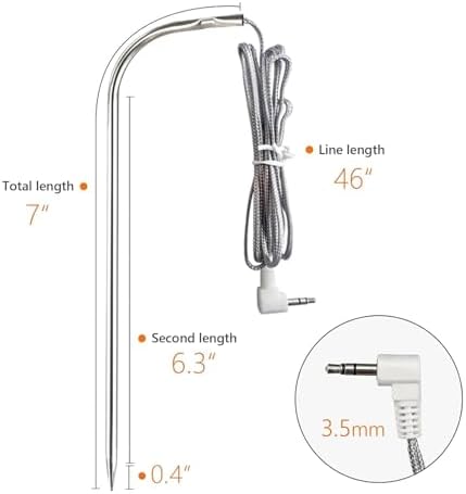 2 Pack Meat Probe Replacement for Traeger Grills, 3.5mm Plug, BAC329 BAC289