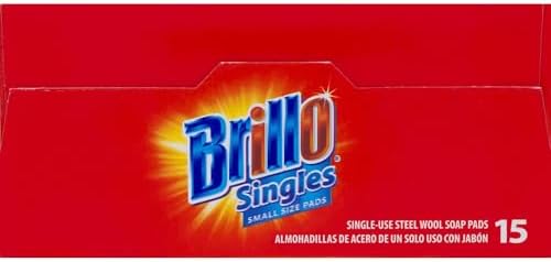 Brillo Single Use Steel Wool Soap Pads, Smaller Size Original Red Scent, 15 Count Pack of 1