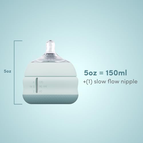 Babaloo Baby-Led Silicone Baby Bottle, Airless, Anti-Colic, 5oz Creme 1pk