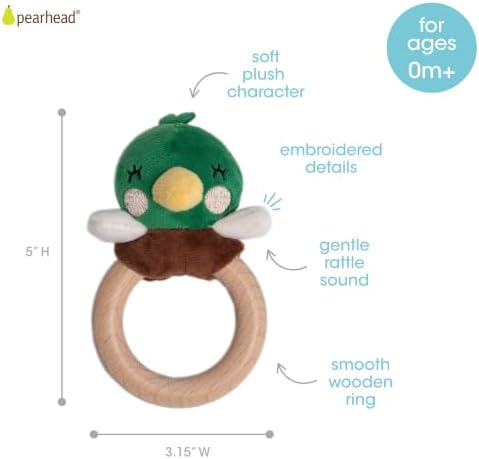 Pearhead Mallard Duck Wooden Baby Teether