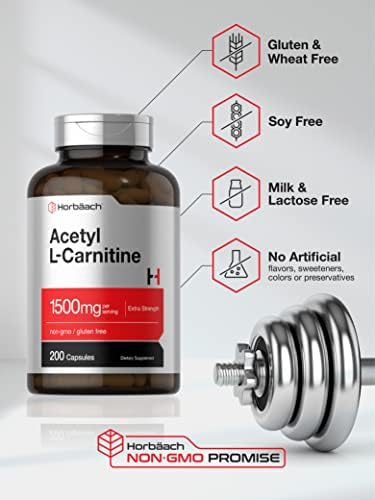 Horbäach Acetyl L-Carnitine 1500mg | 200 Capsules | Extra Strength