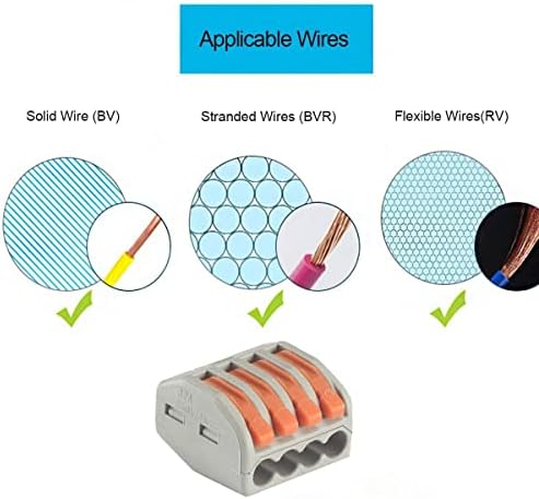 50 PCS Lever Wire Electrical Connectors Nuts Assortment Kit with 28-12 AWG, Multiple Stud2/3/5 Conductor Combination Compact, Electrical Insulated Terminals, Quick Disconnect Splicing