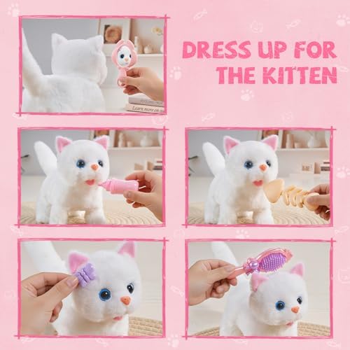 Cat Toys for Kids Girls 3 4 5 6 Year old,Electronic Robot Stuffed Cat