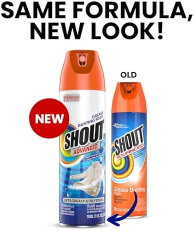 Shout Advanced Grease Busting Foam, Laundry Stain Remover, 18oz, (1-Pack)