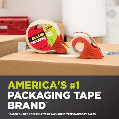 Scotch Sure Start Packing Tape, Clear, 1.88 in. x 22.2 yd.
