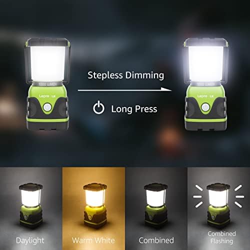 Lepro 1000LM Battery Powered LED Camping Lantern with 4 Light Modes, Green