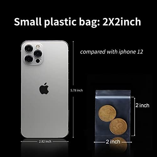 Mini Plastic Bags, 400pcs 2" x 2" Transparent Reusable Zipper Storage Bags for Jewelry, Candy, Coins