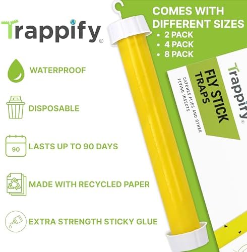 Trappify Hanging Fly Trap & Fruit Fly Traps for Indoors, Yellow, 2 Pack