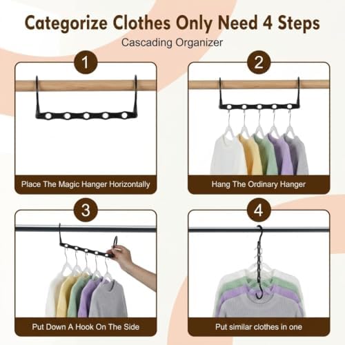 HOUSE DAY 10 Pack Space Saving Hangers, Black, Premium Smart Hanger
