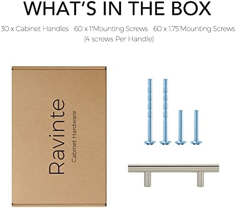 Ravinte Cabinet Handles, Brushed Nickel,5" Length,3" Hole Center,30 Pack