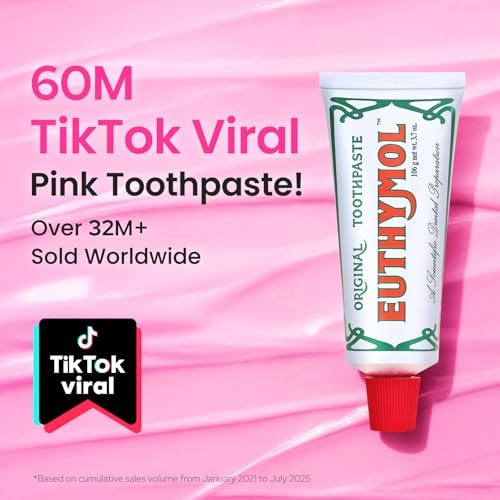 EUTHYMOL Original Pink Toothpaste, Fluoride-Free, Cavity Prevention, 3.7 oz