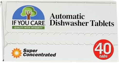 If You Care Dishwasher Tablets 40 Count - Powerful, Plant Based, Concentrated, Biodegradable, Natural Dish Cleaner Detergent, Dishwashing Soap Tabs