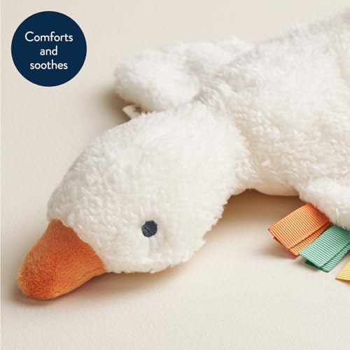 Itzy Ritzy Huggable Lovey, Plush Comfort Toy with Sensory Ribbons (Goose)