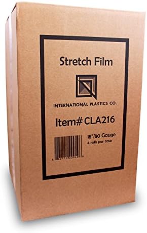 International Plastics Co. 18" Stretch Film/Wrap 1500 feet 80 Gauge, 4 Pack