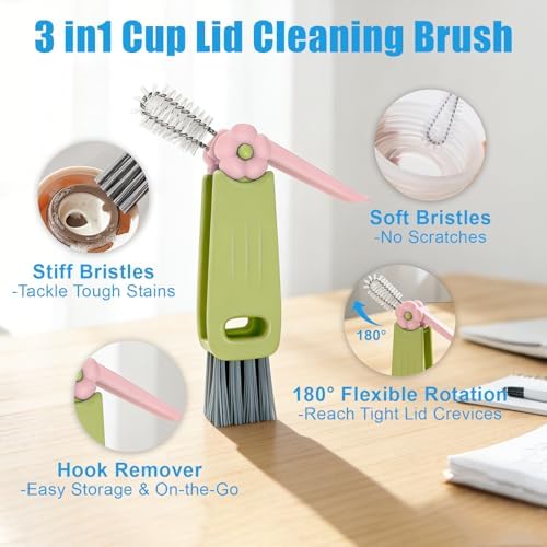 3-in-1 Lid Cleaning Brush Set, Multifunctional Bottle Cleaning Brush
