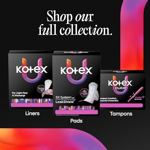 Kotex Flat Liners, Light Absorbency, Extra Coverage, 104 Count