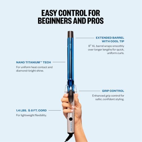 BabylissPRO Nano Titanium Professional Curling Iron with Extended/Long Barrel Perfect for Longer Hair