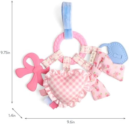 Itzy Ritzy Teething Activity Toy - Bitzy Busy Ring Car Seat Toy (Pink Bow)