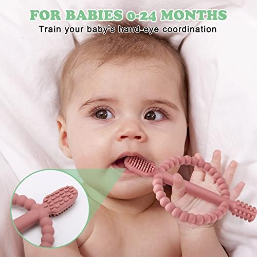 MISSLILI Baby Teething Toys with Easy-Hold Handle, Infant Toothbrush