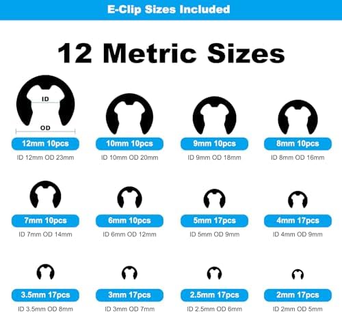 324Pcs C Clips & E Clips Assortment Kit, External Retaining Snap Rings