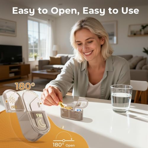 Betife AM PM Pill Organizer 7 Day, Weekly Pill Organizer Box 2 Times a Day