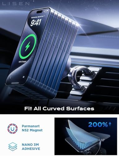 LISEN 15W MagSafe Car Mount Charger, Magnetic Phone Holders for Your Car