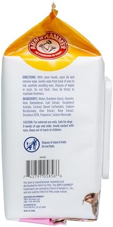 Arm & Hammer Odor Control Dog Wipes, Kiwi Blossom, 100 Count