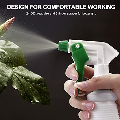 Uineko Plastic Spray Bottles 3 Pack, 24 Oz, Heavy Duty Sprayer, All-Purpose