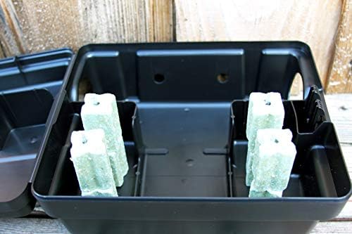 Tomcat Outpost rat bait station, set of 6, lockable tamper-resistant, vertical or horizontal mount, black, 8.5" x 7" x 5"