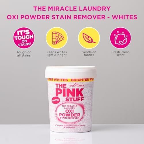 The Pink Stuff Miracle Laundry Oxi Powder Stain Remover for Whites, 35.2 Oz