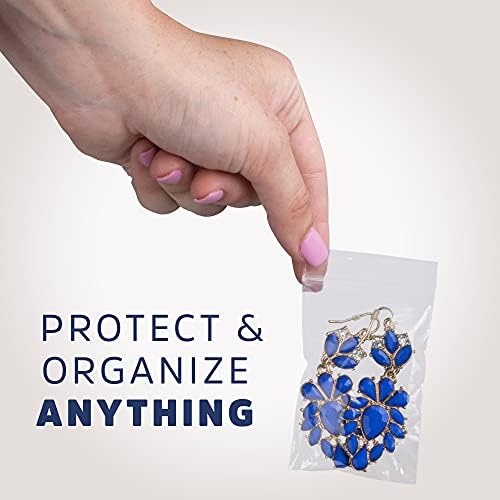 2" x 3" Small Zip Bags, 100 Pack, Clear Plastic Reclosable Poly Baggies, 2 mil with Resealable Zip Top Lock for Storage & Packaging Jewelry, Pills, Meds, Candy, Beads & Seeds. GPI