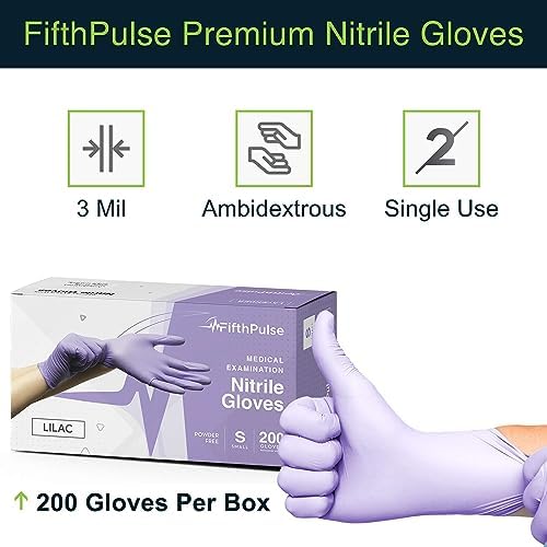 Lilac Nitrile Disposable Gloves - 200 Count - 3 Mil Nitrile Gloves Small - Powder and Latex Free Rubber Gloves - Surgical Medical Exam Gloves - Food Safe Cooking Gloves