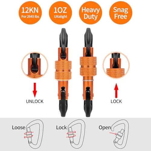 B-Mardi Carabiner Clips Heavy Duty 12kN (2697 lbs)-Lightweight Locking Carabiners for Camping, Hiking, Hammock, Dog Leash Harness, Outdoor and Gym etc, Keychains& Utility