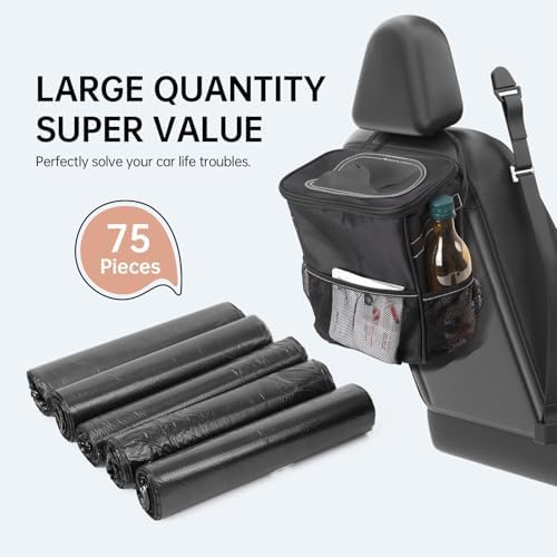 Car Trash Can Bags (5-Pack) total 75 bags- For Car