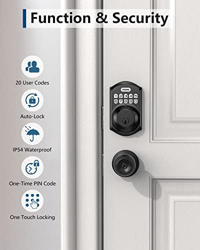 TEEHO TE001 Keyless Entry Deadbolt with Keypad for Front Door, Matte Black