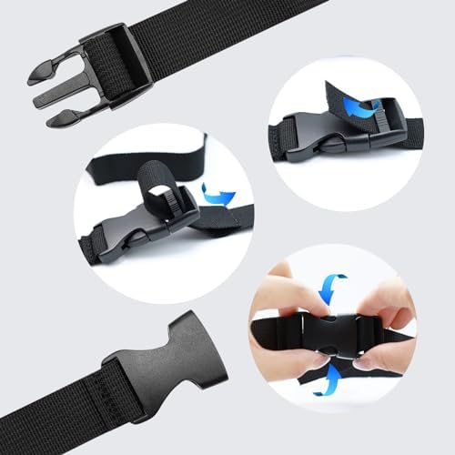 5Pcs Black Nylon Strap 1" x 47" (3.9ft) Buckle Straps with Quick Release Adjustable Straps with Buckles, Tie Down Strap for Backpacking, Outdoor Activities