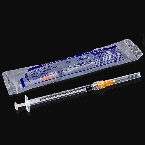 Disposable 1ml syringe with 25G 1inch Lab Supplies, Individually Packaged 50Pack