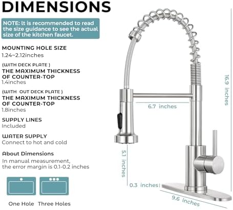 Kitchen Faucet with Pull Down Sprayer, Brushed Nickel