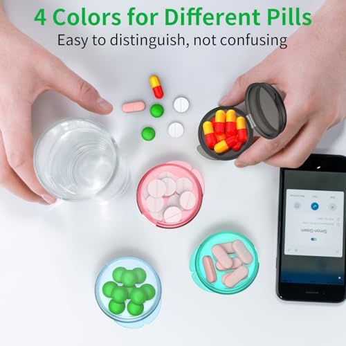Urekt Small Pill Box, (4 Pack) Travel Pill Case Portable Daily Pill Organizer Mini Medicine Storage Container for Pocket Purse Cod Liver Oil Storage Box Earplug Case