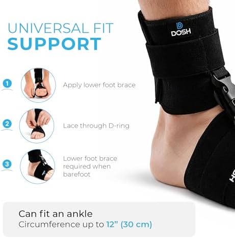 Dosh AFO Foot Drop Brace - Drop Foot Brace for Walking - AFO - Unisex (Black)