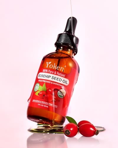 Yoken Organic Rosehip Seed Oil for Face, Skin & Hair, Cold Pressed, 2 fl oz
