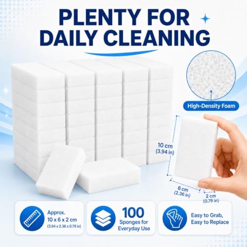 100 Pack Melamine Foam Magic Eraser Sponges for Multi - Surface Use