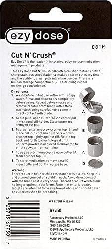 EZY DOSE 3 Compartment Pill Crusher, Cutter and Grinder, Daily Usage, Safely Cut Pills, Vitamins, Tablets, Accurate and Easy Cutting, Stainless Steel Blade, Removable Drinking Cup, Blue, BPA Free