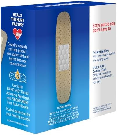 BAND-AID Brand Tru-Stay Sheer Adhesive Bandages, Assorted Sizes, 80 Count